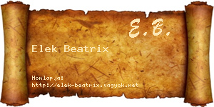Elek Beatrix névjegykártya